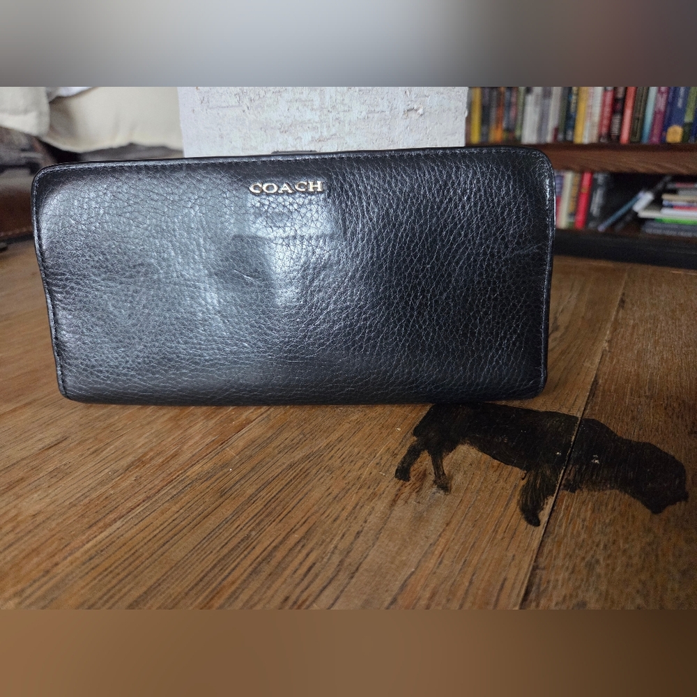 Coach Black Pebble Leather Wallet